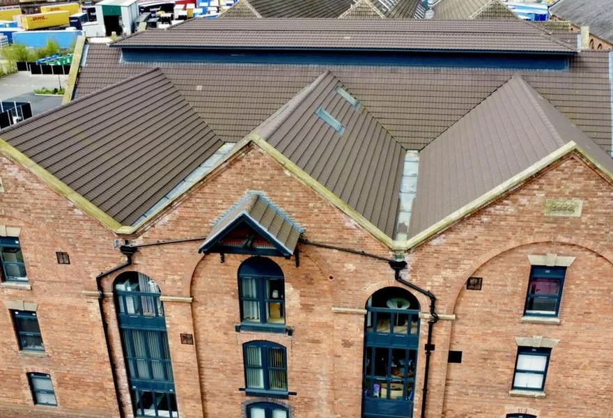 Aerial drone photo of a house roof under construction by HK Builders Ltd in Solihull and the West Midlands