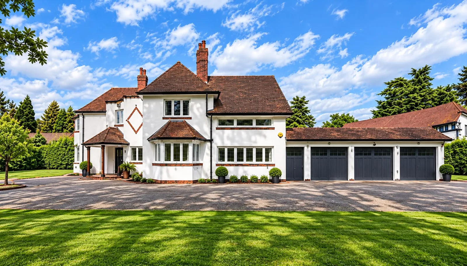 Detached house with triple garage and lawn