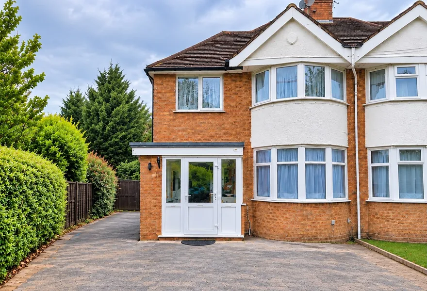 Semi-detached house with a new front porch extension